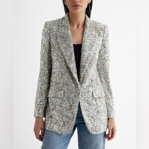 Express Sequin One Button Boyfriend Blazer Silver Mauve Size Small NWT